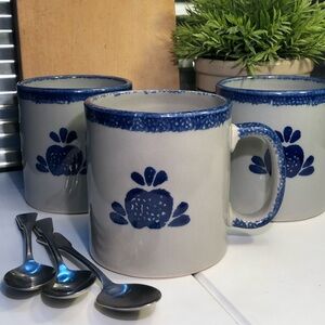 VTG Stoneware Country Apple Jumbo 20oz Apple Design Mugs Set of 3 Drink Mugs